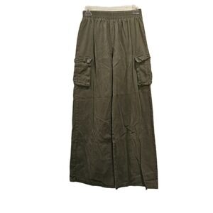 Prettylittlething Woman's Sz 6 Green Wide Leg Pull‎ On Cargo Pants